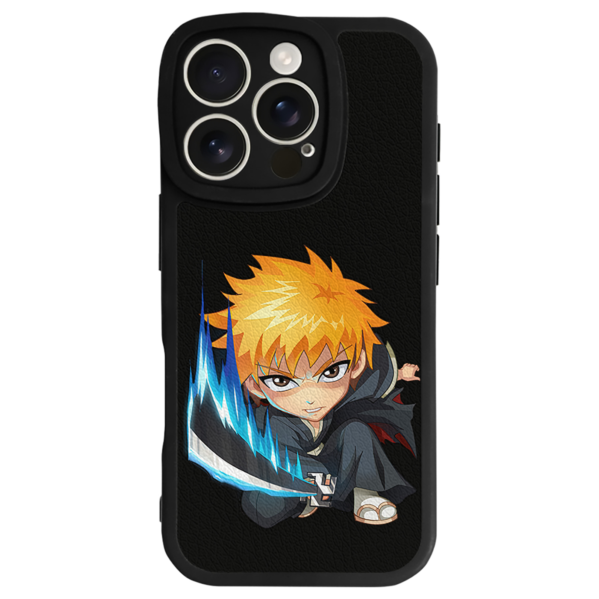 （画像用） ブリーチ 黒崎一護（くろさき いちご）BLEACH Kurosaki Ichigo 【iPhone 16シリーズ対応】シリコンスマホケース（レザー調） 材質：シリコン